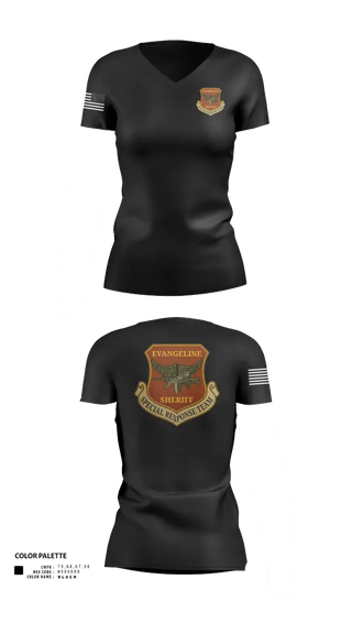 Womens Short Sleeve Vneck Shirt, Evangeline Parish Sheriffs Office S.R.T, Police, Teamtime, Team time, sublimation, custom sports apparel, team uniforms, spirit wear, spiritwear, sports uniforms, custom shirts, team store, custom team store, fundraiser sports, apparel fundraiser