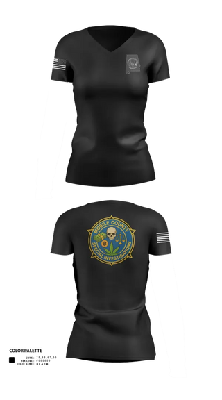 Womens Short Sleeve Vneck Shirt, MCSO Special Investigations Unit, Police, Teamtime, Team time, sublimation, custom sports apparel, team uniforms, spirit wear, spiritwear, sports uniforms, custom shirts, team store, custom team store, fundraiser sports, apparel fundraiser