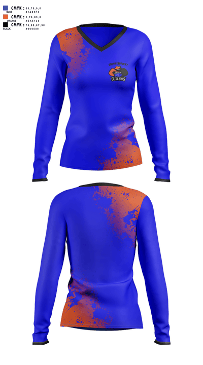 South Kentucky Outlaws 66012093 Women's Long Sleeve V-neck Shirt - 1