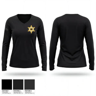 Womens Long Sleeve Vneck Shirt, Plumas County Sheriffs Employee's Association, Police, Teamtime, Team time, sublimation, custom sports apparel, team uniforms, spirit wear, spiritwear, sports uniforms, custom shirts, team store, custom team store, fundraiser sports, apparel fundraiser