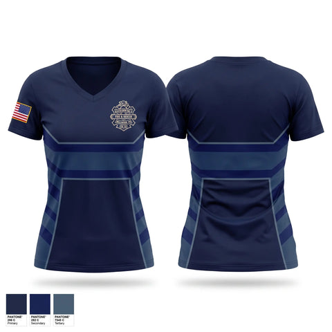 Womens Short Sleeve Vneck Shirt, Excelsior No. 1, Fire Department, Teamtime, Team time, sublimation, custom sports apparel, team uniforms, spirit wear, spiritwear, sports uniforms, custom shirts, team store, custom team store, fundraiser sports, apparel fundraiser