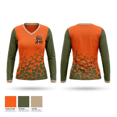 Hunt Heads Social Club Women's Long Sleeve V-neck Shirt - 1