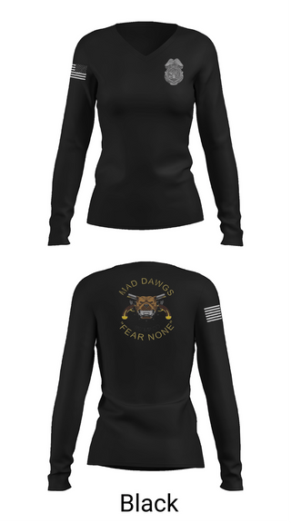 Womens Long Sleeve Vneck Shirt, MADDAWGS 557 MP CO, Army, Teamtime, Team time, sublimation, custom sports apparel, team uniforms, spirit wear, spiritwear, sports uniforms, custom shirts, team store, custom team store, fundraiser sports, apparel fundraiser