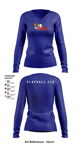 Womens Long Sleeve Vneck Shirt, B Buzz Baseball League, Baseball, Teamtime, Team time, sublimation, custom sports apparel, team uniforms, spirit wear, spiritwear, sports uniforms, custom shirts, team store, custom team store, fundraiser sports, apparel fundraiser
