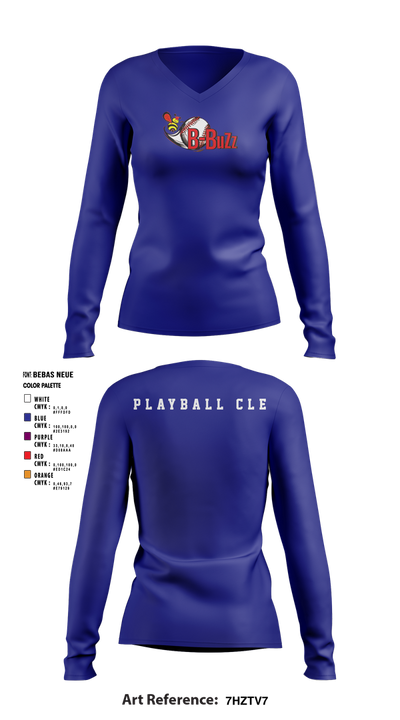 B Buzz Baseball League 75019054 Women's Long Sleeve V-neck Shirt - 4
