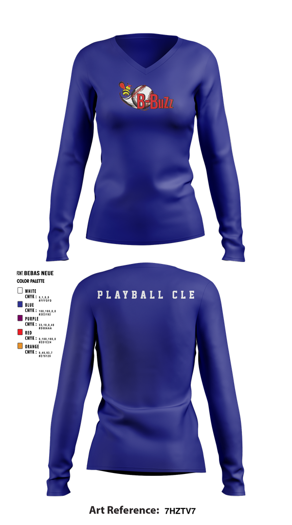 Womens Long Sleeve Vneck Shirt, B Buzz Baseball League, Baseball, Teamtime, Team time, sublimation, custom sports apparel, team uniforms, spirit wear, spiritwear, sports uniforms, custom shirts, team store, custom team store, fundraiser sports, apparel fundraiser