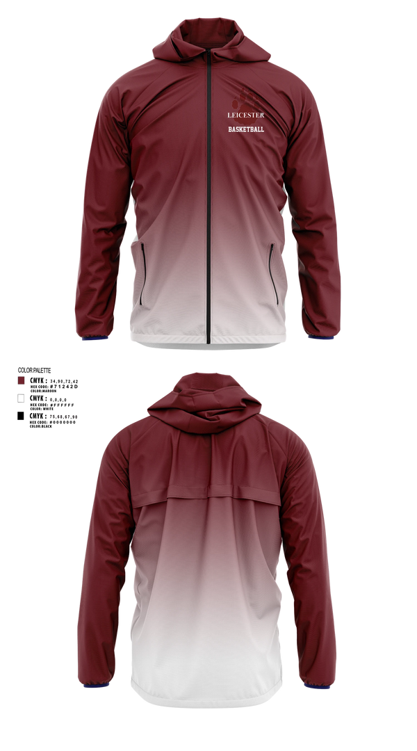 Windbreaker, Leicester High School Basketball, Men's Basketball, Teamtime, Team time, sublimation, custom sports apparel, team uniforms, spirit wear, spiritwear, sports uniforms, custom shirts, team store, custom team store, fundraiser sports, apparel fundraiser