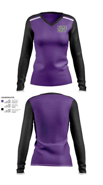 Pure Grit 81465846 Women's Long Sleeve V-neck Shirt - 10