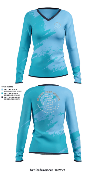 Womens Long Sleeve Vneck Shirt, Carson High School, Swimming, Teamtime, Team time, sublimation, custom sports apparel, team uniforms, spirit wear, spiritwear, sports uniforms, custom shirts, team store, custom team store, fundraiser sports, apparel fundraiser