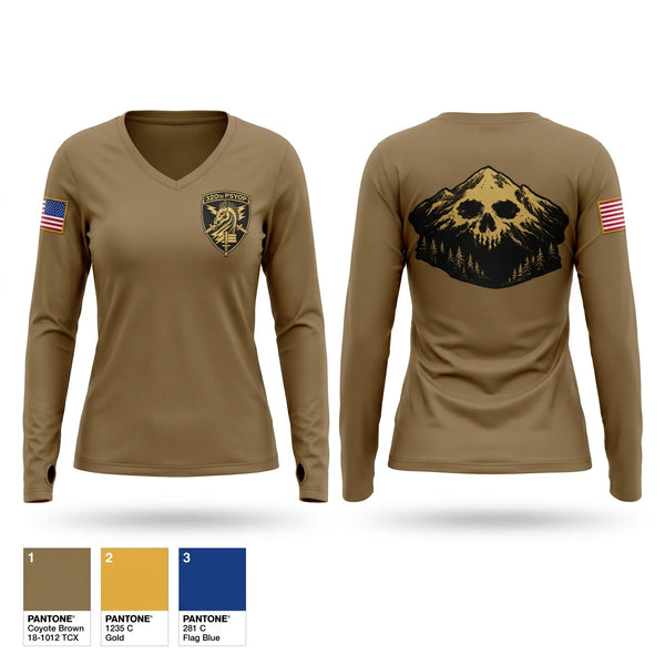 Womens Long Sleeve Vneck Shirt, 320th PSYOP, Army, Teamtime, Team time, sublimation, custom sports apparel, team uniforms, spirit wear, spiritwear, sports uniforms, custom shirts, team store, custom team store, fundraiser sports, apparel fundraiser