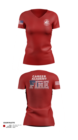 Womens Short Sleeve Vneck Shirt, FWCS Career Academy, Fire Department, Teamtime, Team time, sublimation, custom sports apparel, team uniforms, spirit wear, spiritwear, sports uniforms, custom shirts, team store, custom team store, fundraiser sports, apparel fundraiser