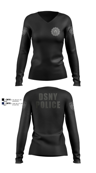 Womens Long Sleeve Vneck Shirt, DSNY Police, Police, Teamtime, Team time, sublimation, custom sports apparel, team uniforms, spirit wear, spiritwear, sports uniforms, custom shirts, team store, custom team store, fundraiser sports, apparel fundraiser