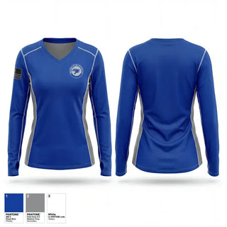 Womens Long Sleeve Vneck Shirt, Wildcat Battalion, Army, Teamtime, Team time, sublimation, custom sports apparel, team uniforms, spirit wear, spiritwear, sports uniforms, custom shirts, team store, custom team store, fundraiser sports, apparel fundraiser