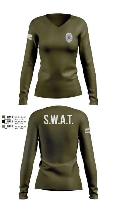 GRATIS SWAT TEAM 58848814 Women's Long Sleeve V-neck Shirt - 101