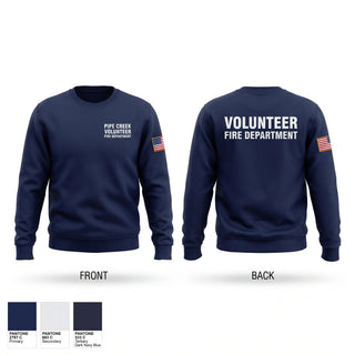 Crew Neck Sweatshirt, Pipe Creek Volunteer Fire Department, Fire Department, Teamtime, Team time, sublimation, custom sports apparel, team uniforms, spirit wear, spiritwear, sports uniforms, custom shirts, team store, custom team store, fundraiser sports, apparel fundraiser