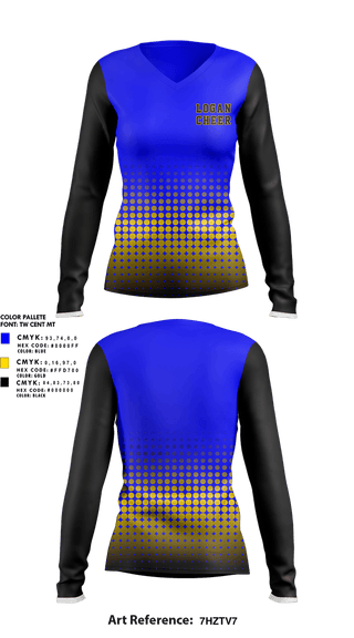 Womens Long Sleeve Vneck Shirt, Logan High School, Cheer, Teamtime, Team time, sublimation, custom sports apparel, team uniforms, spirit wear, spiritwear, sports uniforms, custom shirts, team store, custom team store, fundraiser sports, apparel fundraiser