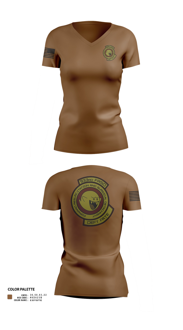 Womens Short Sleeve Vneck Shirt, 933rd FRSD, Army, Teamtime, Team time, sublimation, custom sports apparel, team uniforms, spirit wear, spiritwear, sports uniforms, custom shirts, team store, custom team store, fundraiser sports, apparel fundraiser