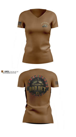 Womens Short Sleeve Vneck Shirt, BadBet Company, 2-12CAV, Army, Teamtime, Team time, sublimation, custom sports apparel, team uniforms, spirit wear, spiritwear, sports uniforms, custom shirts, team store, custom team store, fundraiser sports, apparel fundraiser