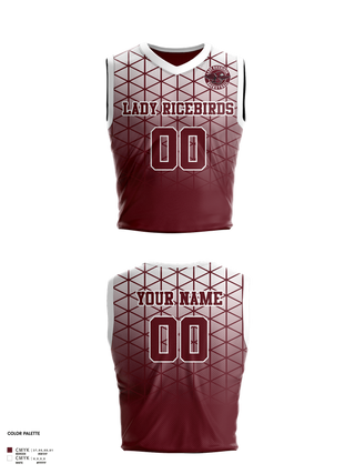Womens Basketball Jersey, Lady Ricebirds, Women's Basketball, Teamtime, Team time, sublimation, custom sports apparel, team uniforms, spirit wear, spiritwear, sports uniforms, custom shirts, team store, custom team store, fundraiser sports, apparel fundraiser