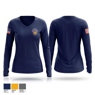 Womens Long Sleeve Vneck Shirt, Patrol Officer, Police, Teamtime, Team time, sublimation, custom sports apparel, team uniforms, spirit wear, spiritwear, sports uniforms, custom shirts, team store, custom team store, fundraiser sports, apparel fundraiser