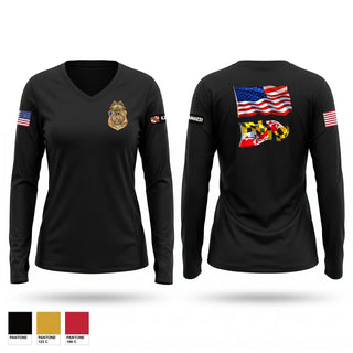 Womens Long Sleeve Vneck Shirt, Greenbelt police Charlie squad, Police, Teamtime, Team time, sublimation, custom sports apparel, team uniforms, spirit wear, spiritwear, sports uniforms, custom shirts, team store, custom team store, fundraiser sports, apparel fundraiser