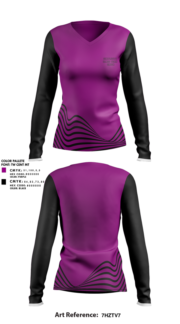 Womens Long Sleeve Vneck Shirt, Simplicity Dance Team, Cheer, Teamtime, Team time, sublimation, custom sports apparel, team uniforms, spirit wear, spiritwear, sports uniforms, custom shirts, team store, custom team store, fundraiser sports, apparel fundraiser