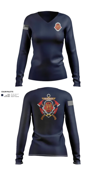 Womens Long Sleeve Vneck Shirt, Company 12, Fire Department, Teamtime, Team time, sublimation, custom sports apparel, team uniforms, spirit wear, spiritwear, sports uniforms, custom shirts, team store, custom team store, fundraiser sports, apparel fundraiser