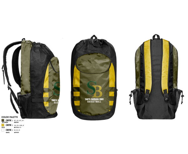 Gear Bag, Santa Barbara Dons, Men's Basketball, Teamtime, Team time, sublimation, custom sports apparel, team uniforms, spirit wear, spiritwear, sports uniforms, custom shirts, team store, custom team store, fundraiser sports, apparel fundraiser