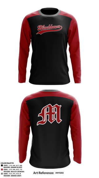 Long Sleeve Performance Shirt, Marshall Blackhawks, Baseball, Teamtime, Team time, sublimation, custom sports apparel, team uniforms, spirit wear, spiritwear, sports uniforms, custom shirts, team store, custom team store, fundraiser sports, apparel fundraiser