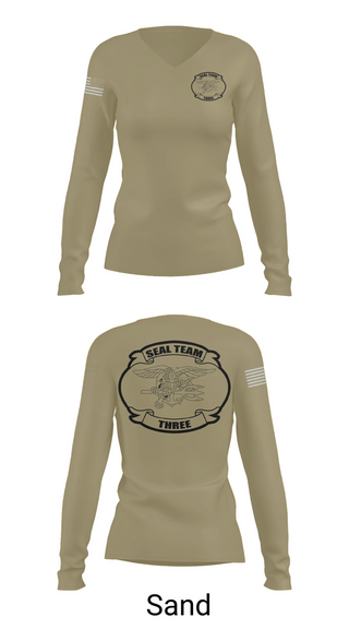 Womens Long Sleeve Vneck Shirt, SEAL team 3, Navy, Teamtime, Team time, sublimation, custom sports apparel, team uniforms, spirit wear, spiritwear, sports uniforms, custom shirts, team store, custom team store, fundraiser sports, apparel fundraiser
