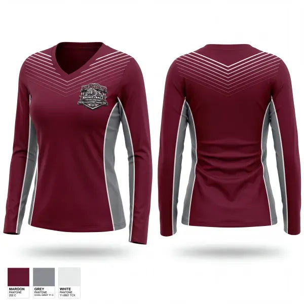 Womens Long Sleeve Vneck Shirt, Ranger High School, Men's Basketball, Teamtime, Team time, sublimation, custom sports apparel, team uniforms, spirit wear, spiritwear, sports uniforms, custom shirts, team store, custom team store, fundraiser sports, apparel fundraiser