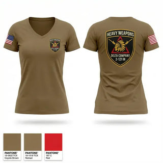 Womens Short Sleeve Vneck Shirt, Co D 2-121 IN, Army, Teamtime, Team time, sublimation, custom sports apparel, team uniforms, spirit wear, spiritwear, sports uniforms, custom shirts, team store, custom team store, fundraiser sports, apparel fundraiser