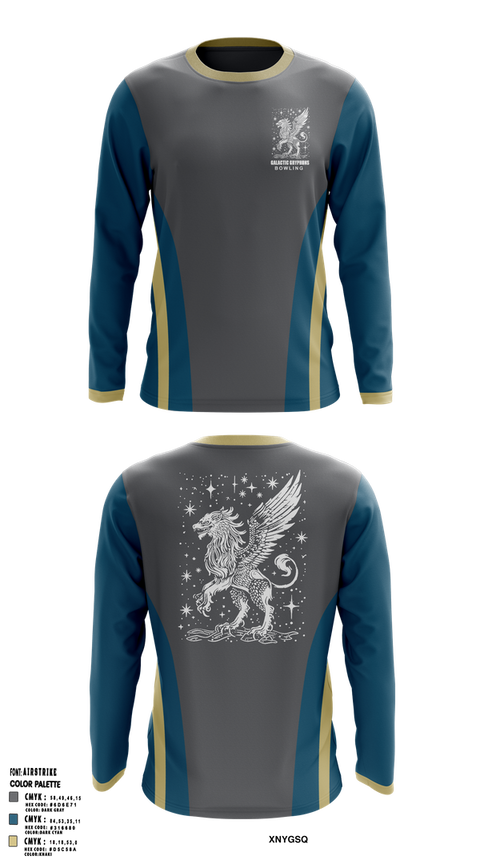 Long Sleeve Performance Shirt, Galactic Gryphons, Bowling, Teamtime, Team time, sublimation, custom sports apparel, team uniforms, spirit wear, spiritwear, sports uniforms, custom shirts, team store, custom team store, fundraiser sports, apparel fundraiser