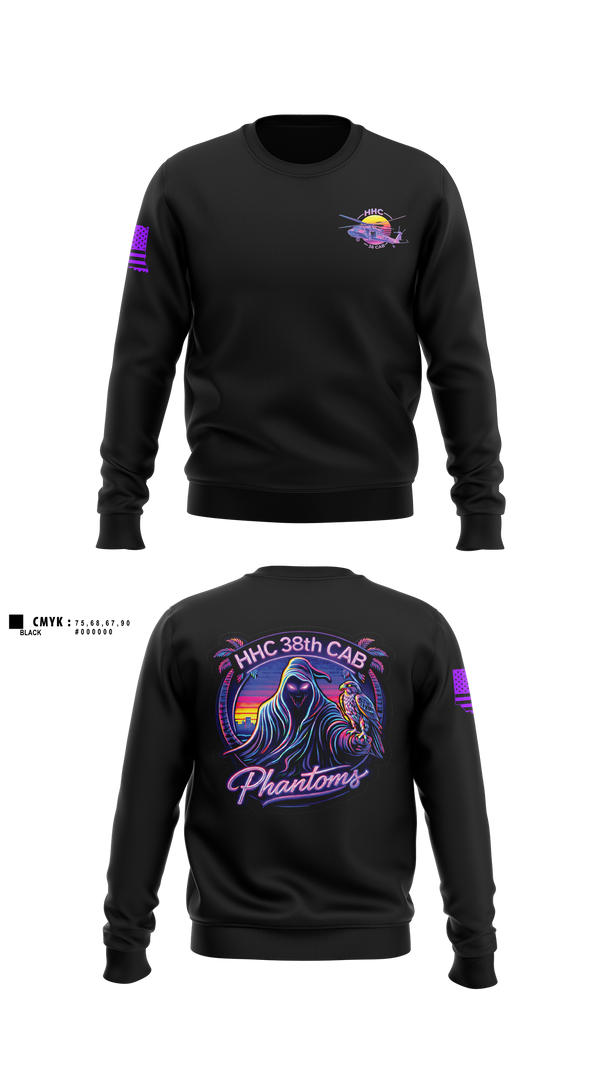 Crew Neck Sweatshirt, HHC 38 CAB, National Guard, Teamtime, Team time, sublimation, custom sports apparel, team uniforms, spirit wear, spiritwear, sports uniforms, custom shirts, team store, custom team store, fundraiser sports, apparel fundraiser