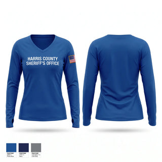 Womens Long Sleeve Vneck Shirt, Harris County Sheriff’s Office, Police, Teamtime, Team time, sublimation, custom sports apparel, team uniforms, spirit wear, spiritwear, sports uniforms, custom shirts, team store, custom team store, fundraiser sports, apparel fundraiser