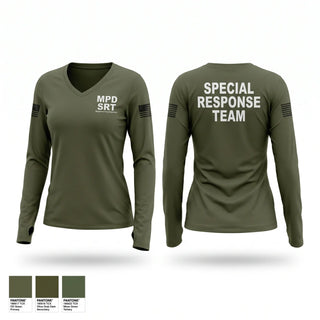 Womens Long Sleeve Vneck Shirt, MPD SRT, Police, Teamtime, Team time, sublimation, custom sports apparel, team uniforms, spirit wear, spiritwear, sports uniforms, custom shirts, team store, custom team store, fundraiser sports, apparel fundraiser