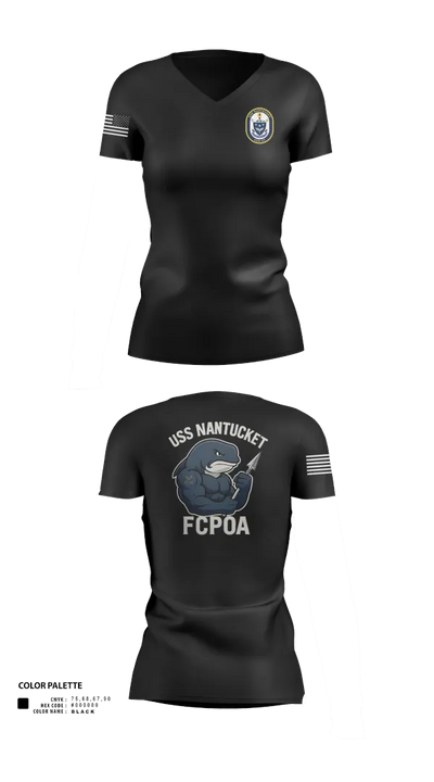 USS NANTUCKET LCS 27 Women's Short Sleeve V-neck Shirt - 5