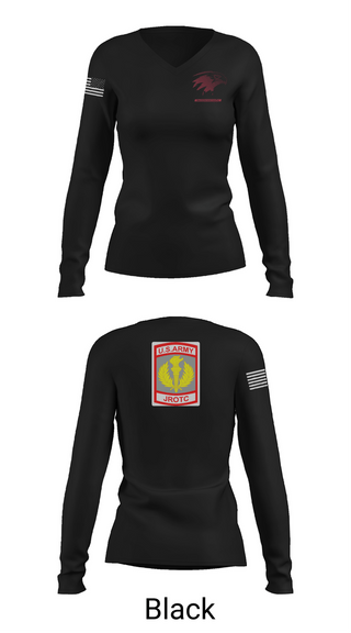 Womens Long Sleeve Vneck Shirt, Van Horn JROTC, Army, Teamtime, Team time, sublimation, custom sports apparel, team uniforms, spirit wear, spiritwear, sports uniforms, custom shirts, team store, custom team store, fundraiser sports, apparel fundraiser
