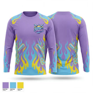Long Sleeve Performance Shirt, Firecrackers and Bunt Girls, Softball, Teamtime, Team time, sublimation, custom sports apparel, team uniforms, spirit wear, spiritwear, sports uniforms, custom shirts, team store, custom team store, fundraiser sports, apparel fundraiser