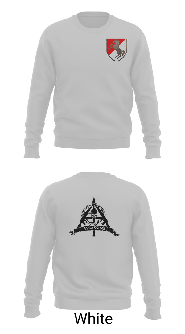 Crew Neck Sweatshirt, 1/11 ACR Assassin Troop, Army, Teamtime, Team time, sublimation, custom sports apparel, team uniforms, spirit wear, spiritwear, sports uniforms, custom shirts, team store, custom team store, fundraiser sports, apparel fundraiser