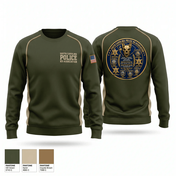 Crew Neck Sweatshirt, South Carolina Police K9 Association, Police, Teamtime, Team time, sublimation, custom sports apparel, team uniforms, spirit wear, spiritwear, sports uniforms, custom shirts, team store, custom team store, fundraiser sports, apparel fundraiser