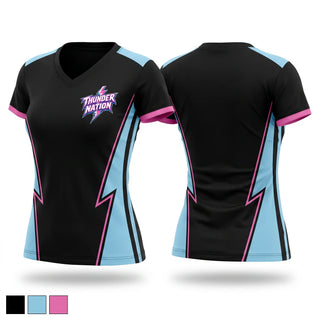 Womens Short Sleeve Vneck Shirt, Thunder Nation, Men's Basketball, Teamtime, Team time, sublimation, custom sports apparel, team uniforms, spirit wear, spiritwear, sports uniforms, custom shirts, team store, custom team store, fundraiser sports, apparel fundraiser