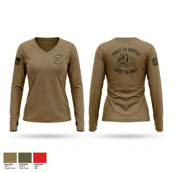 Womens Long Sleeve Vneck Shirt, 384th Medical Logistics Company, Army, Teamtime, Team time, sublimation, custom sports apparel, team uniforms, spirit wear, spiritwear, sports uniforms, custom shirts, team store, custom team store, fundraiser sports, apparel fundraiser