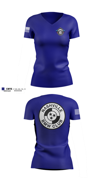 BMW Club of Nashville 77939303 Women's Short Sleeve V-neck Shirt - 2