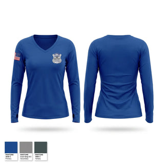 Womens Long Sleeve Vneck Shirt, Summerville Police Department, Police, Teamtime, Team time, sublimation, custom sports apparel, team uniforms, spirit wear, spiritwear, sports uniforms, custom shirts, team store, custom team store, fundraiser sports, apparel fundraiser