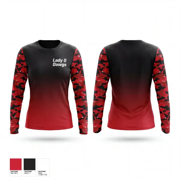 Long Sleeve Performance Shirt, Lady O Dawgs, Softball, Teamtime, Team time, sublimation, custom sports apparel, team uniforms, spirit wear, spiritwear, sports uniforms, custom shirts, team store, custom team store, fundraiser sports, apparel fundraiser