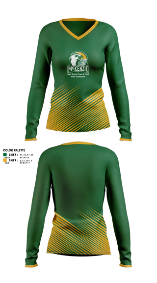 Womens Long Sleeve Vneck Shirt, Mckenzie High School Track & Field, Track & Field, Teamtime, Team time, sublimation, custom sports apparel, team uniforms, spirit wear, spiritwear, sports uniforms, custom shirts, team store, custom team store, fundraiser sports, apparel fundraiser