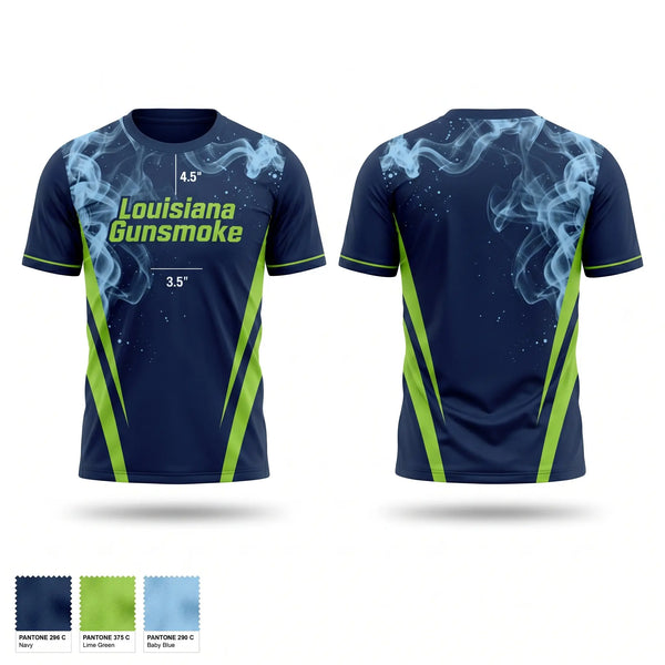 Short Sleeve Performance Shirt, Louisiana Gunsmoke, Softball, Teamtime, Team time, sublimation, custom sports apparel, team uniforms, spirit wear, spiritwear, sports uniforms, custom shirts, team store, custom team store, fundraiser sports, apparel fundraiser