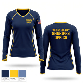 Womens Long Sleeve Vneck Shirt, Sussex County Sheriff’s Office, Police, Teamtime, Team time, sublimation, custom sports apparel, team uniforms, spirit wear, spiritwear, sports uniforms, custom shirts, team store, custom team store, fundraiser sports, apparel fundraiser