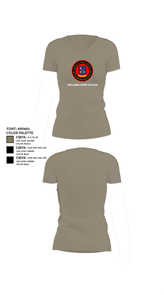 Womens Short Sleeve Vneck Shirt, Intelligence Support Battalion, , Teamtime, Team time, sublimation, custom sports apparel, team uniforms, spirit wear, spiritwear, sports uniforms, custom shirts, team store, custom team store, fundraiser sports, apparel fundraiser